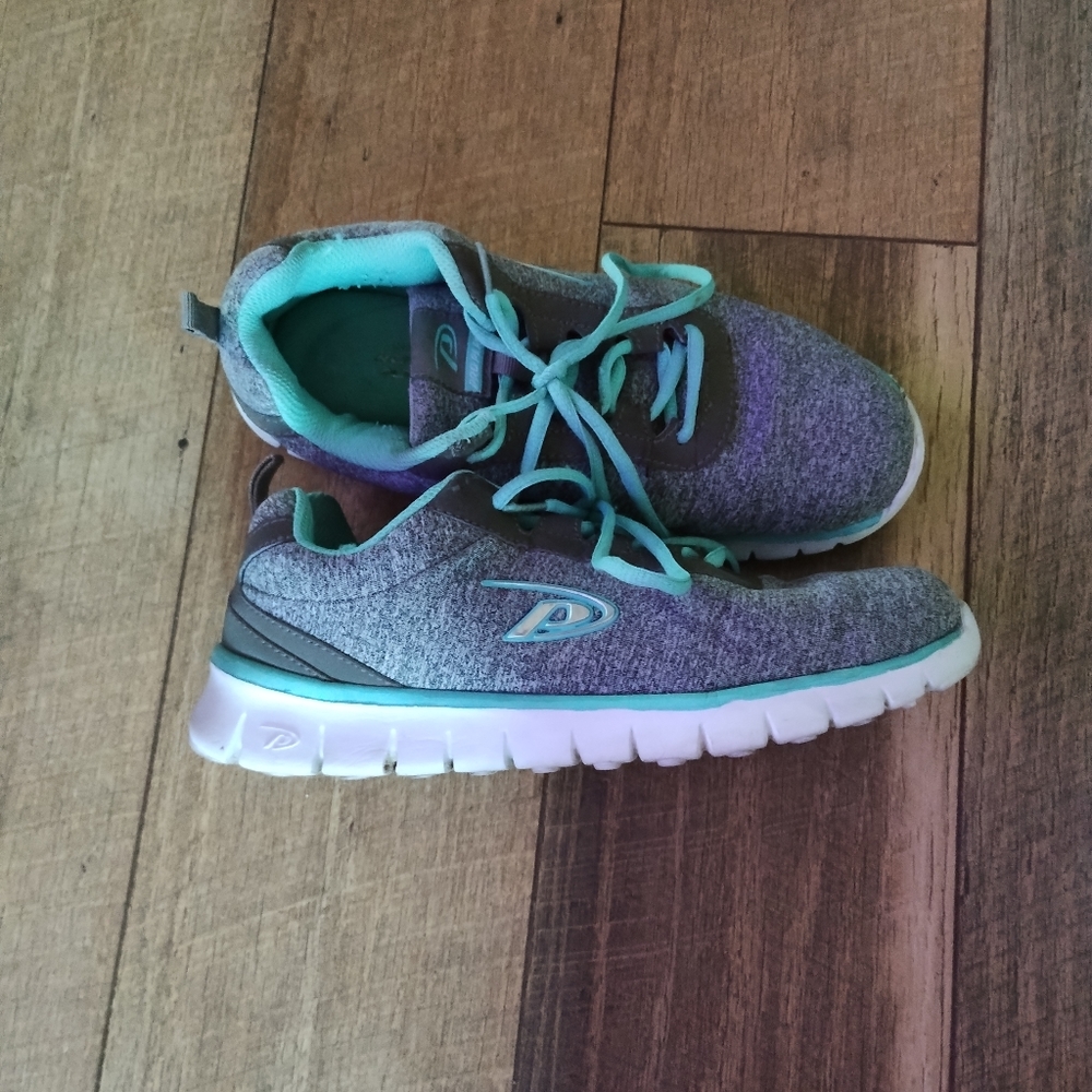 Teal and grey walking shoes